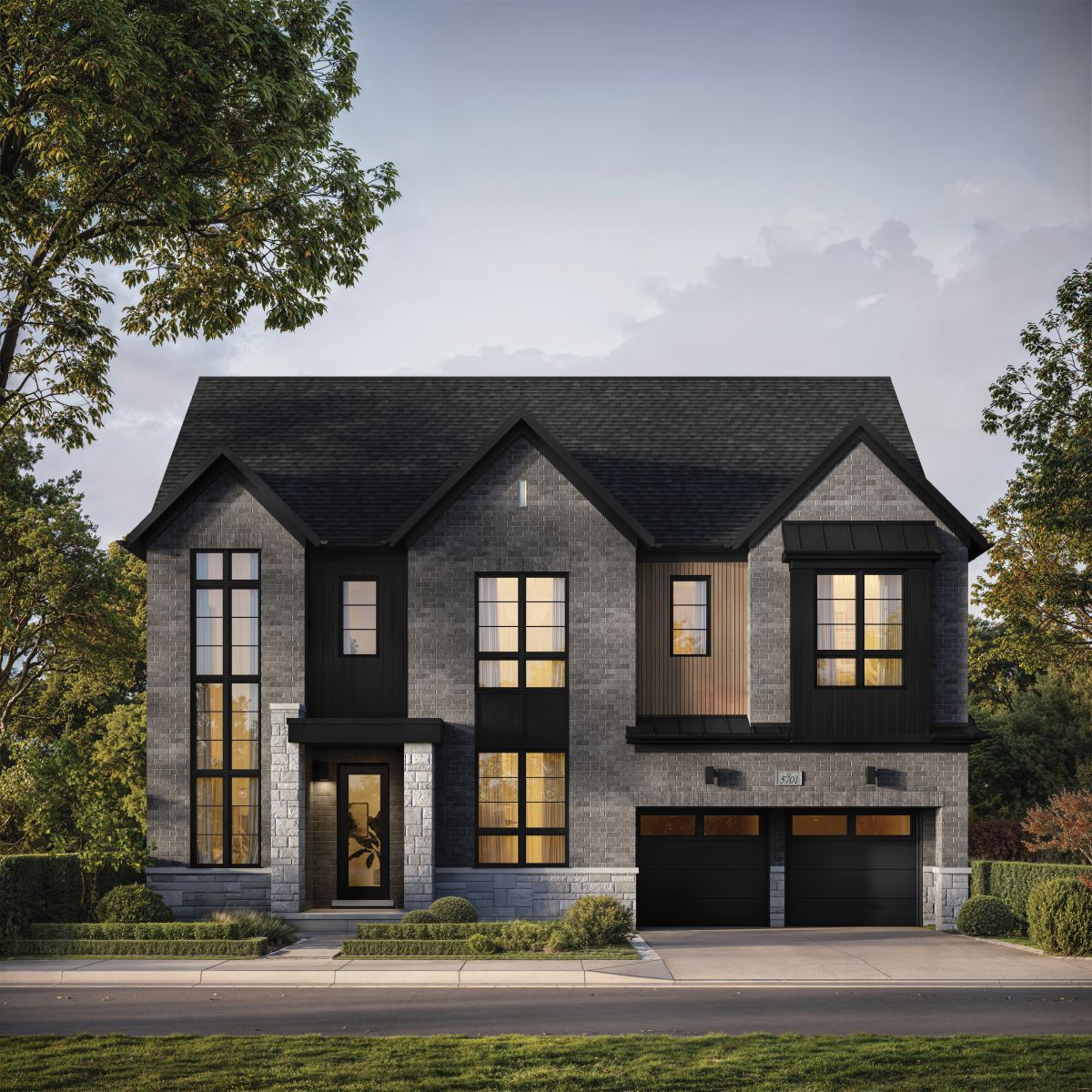 The Huntingdon Elevation C, Abacot Hill Nottingham Collection 57' detached home by Hallett Homes