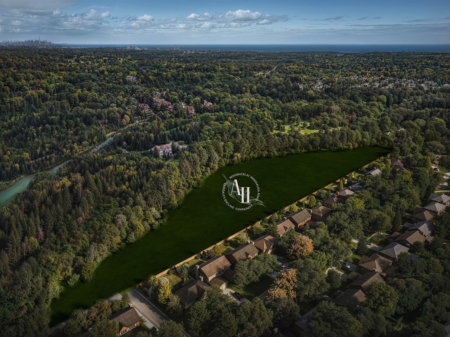 Aerial view of Abacot Hill by Hallett Homes in Sherwood Forest, Mississauga (artist's concept)
