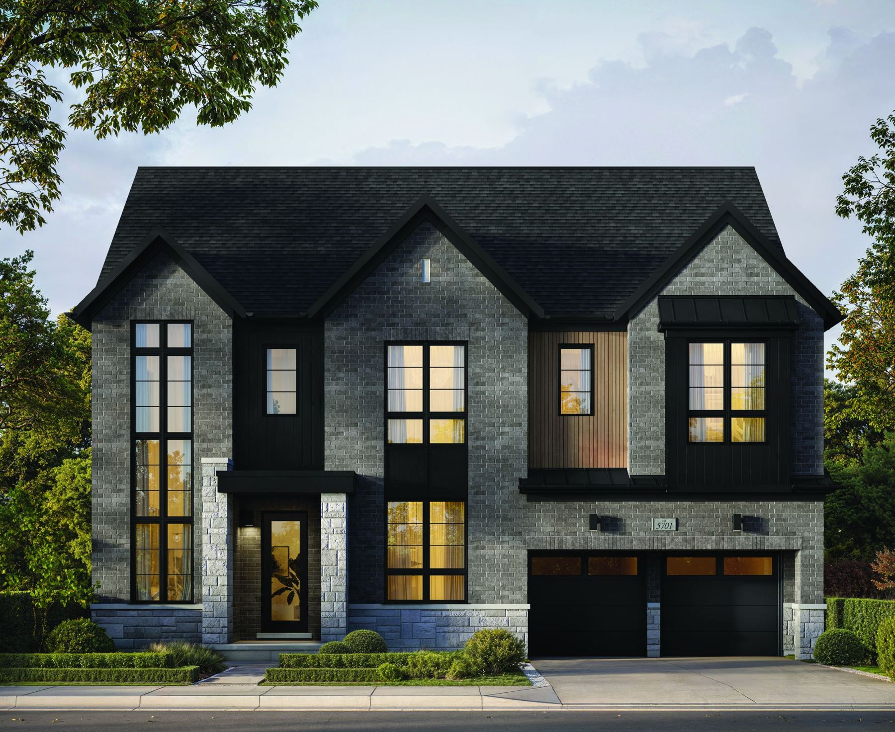 Distinctive architectural elevation of an Abacot Hill detached home by Hallett Homes in Mississauga (artist's concept)