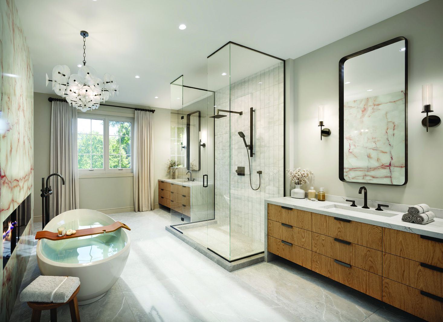 Spa-like primary ensuite with freestanding tub at Abacot Hill (artist's concept)